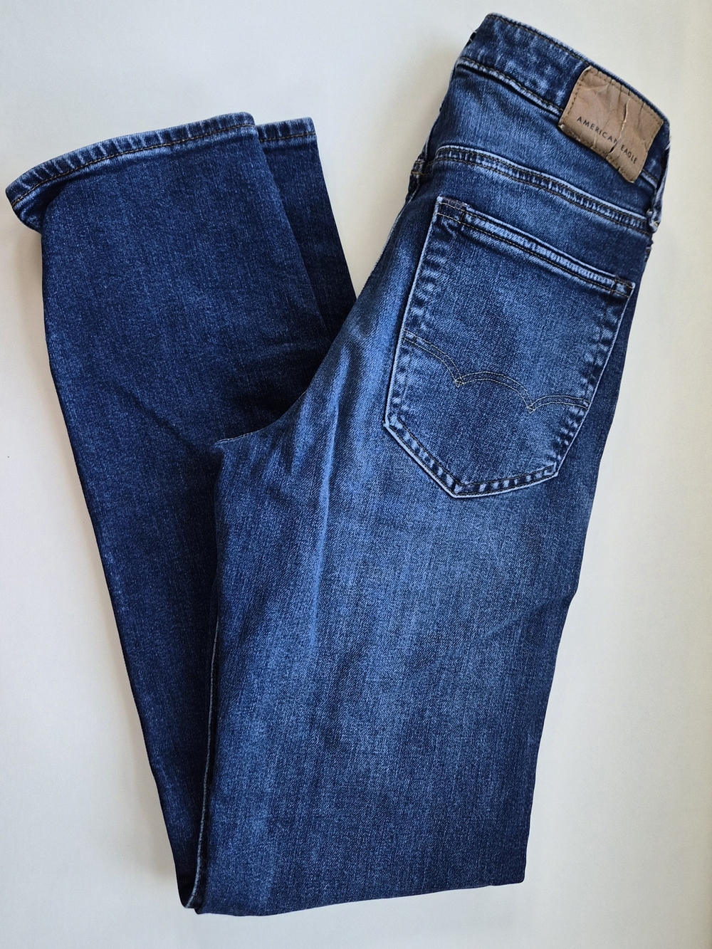 American Eagle Outfitters Blue Denim AirFlex+ Jeans - Slim Straight